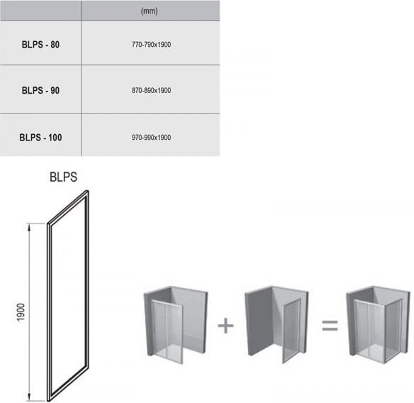 BLPS-90 блестящий+транспарент, Blix жесткая душевая стенка. Фото 2