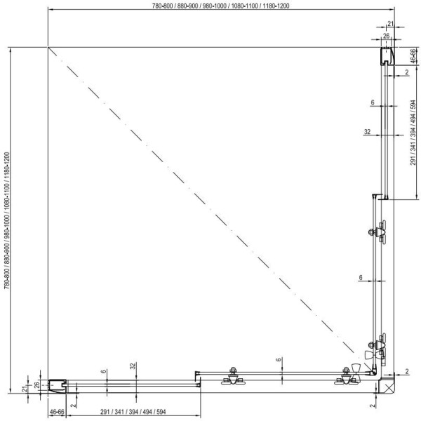 BLRV2K-100 дверь для комбинации с дверью блестящий + стекло Транспарент. Фото 4