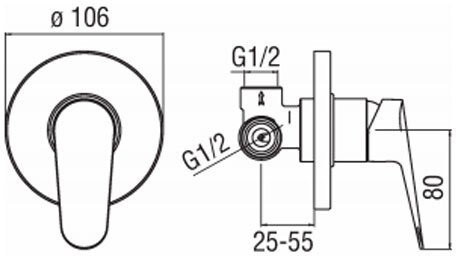 BS101108CR BLUES смеситель для душа (внешняя и скрытая часть). Фото 3