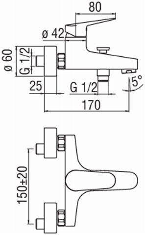 BS101110/1CR BLUES смеситель для ванны. Фото 2