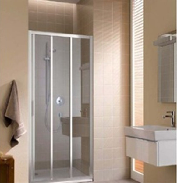 CADA XS CK G3L 12020 VPK 3-створ. раздвижная дверь 1170-1210/2000 с фикс.панелью слева, профиль серебро/глянец+стекло ESG прозрачное с покр. CADAclean. Фото 2