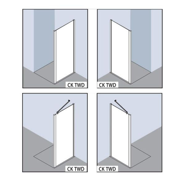 CADA XS CK TWD 02520 VPK Боковая стенка для комбинации с дверью 220-270/2000, профиль серебро/глянец + стекло прозрачное ESG с покрытием CADAClean. Фото 2