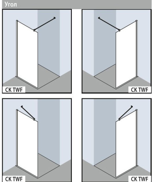 CADA XS CK TWF 12020 VPK Отдельностоящая стенка 1185-1210/2000 стекло прозр. ESG Clean. Фото 2