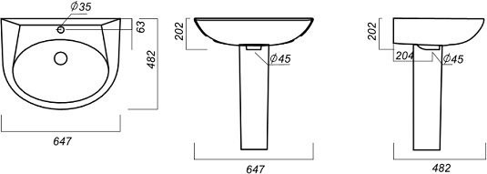 CLASSIC 65 Умывальник пьедестальный ВКС Белый S1 (WB.PD/Classic/65-C/WHT.G/S1). Фото 3