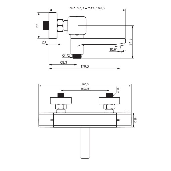 Cмеситель для ванны и душа c термостатом. Фото 4