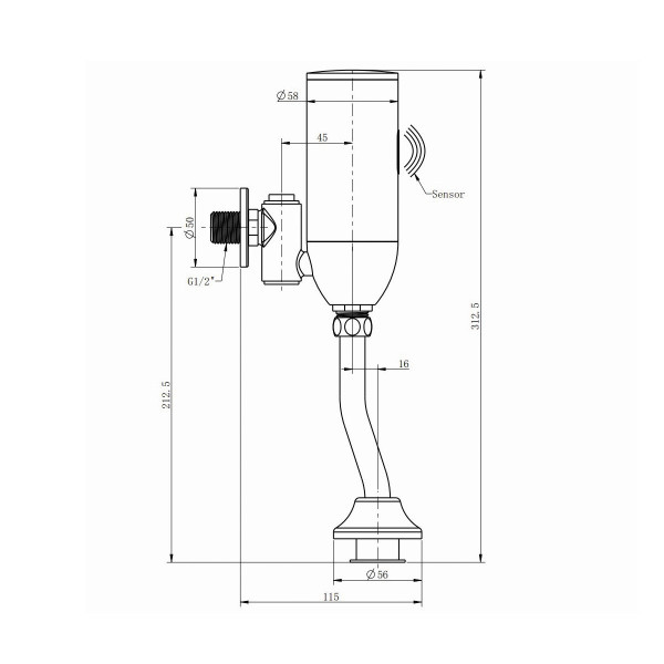 Cмывное устройство для писсуара сенсорное Raiber Sensor RSF88307, хром. Фото 2