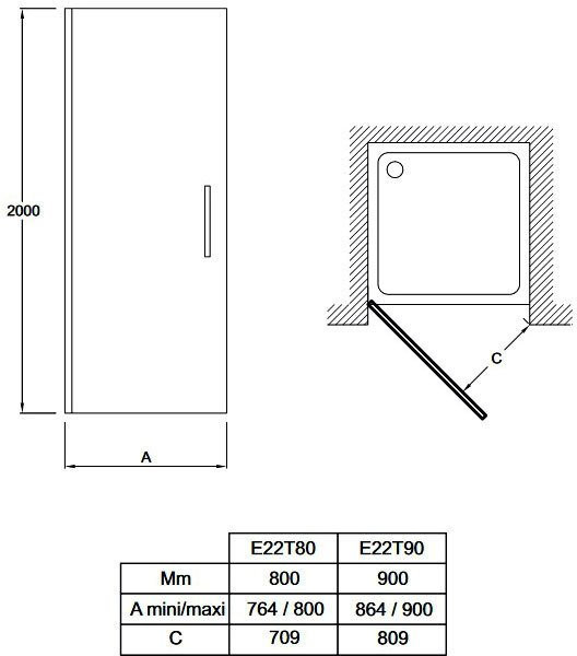CONTRA E22T80-GA распашная дверь 80 см. Фото 2