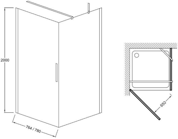 CONTRA E22T81-GA Дверь на петлях 80 см, серебро. Фото 2