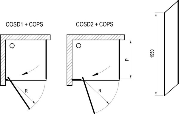 COPS-90 хром + Транспарент, душевая стенка. Фото 2