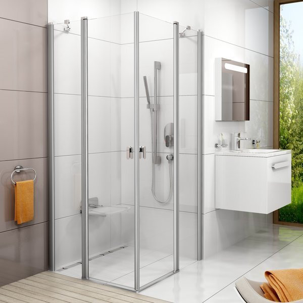 CRV2-100 дверь CHROME для комбинации с дверью или стенкой блестящий+стекло Transparent.. Фото 3