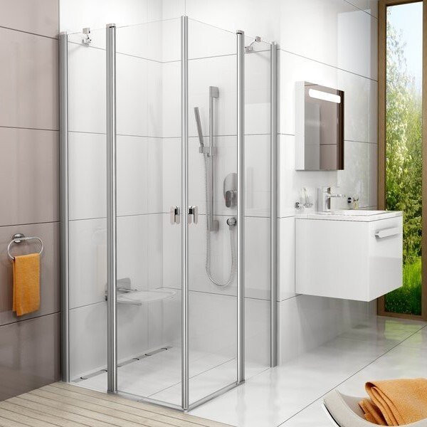 CRV2-120 дверь CHROME для комбинации с дверью или стенкой белый+транспарент. Фото 1