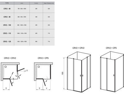 CRV2-120 дверь CHROME для комбинации с дверью или стенкой белый+транспарент. Фото 2