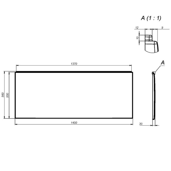 Декоративная фронтальная панель для ванны, 140 см. Фото 2