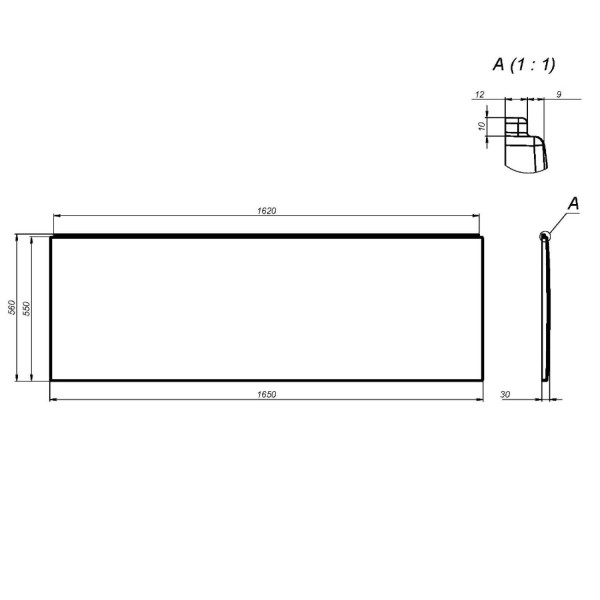 Декоративная фронтальная панель для ванны, 165 см. Фото 2