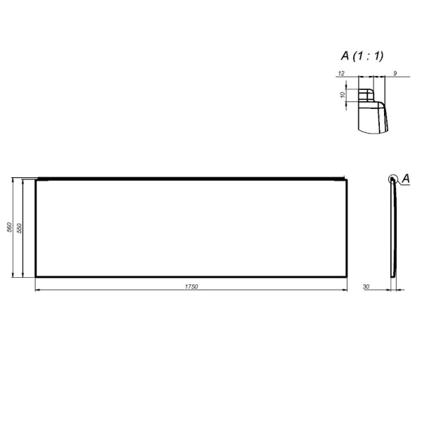 Декоративная фронтальная панель для ванны, 175 см. Фото 2