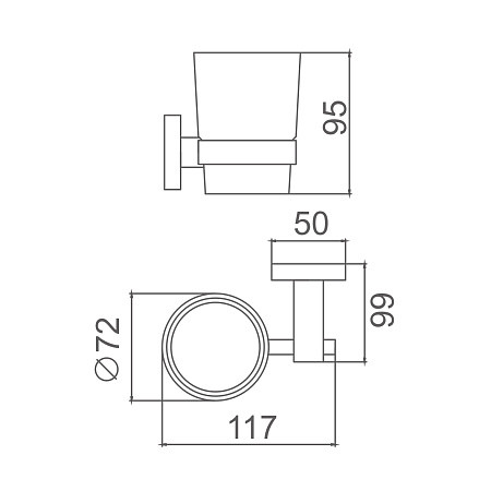 Держатель HAIBA HB8906 стакана матовое стекло, черный. Фото 2