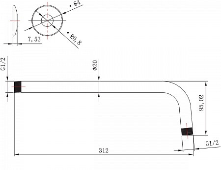 Держатель настенный Lemark LM8029C для лейки верхнего душа 312 мм, хром. Фото 2