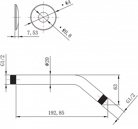 Держатель настенный Lemark LM8031C для лейки верхнего душа 205 мм, хром. Фото 2