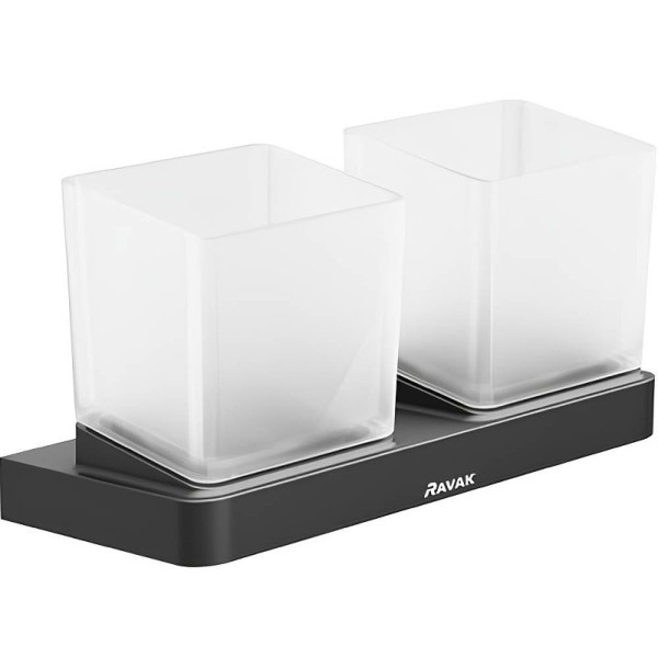 Держатель с двумя стаканами (стекло) TD 220.20 черный. Фото 1