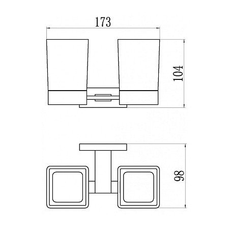 Держатель стакана BELZ B90208, двойной, матовое стекло, нержавеющая сталь, хром. Фото 2