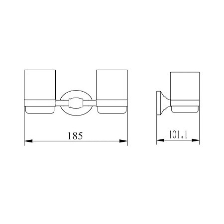 Держатель стакана BELZ B90508, двойной, матовое стекло, нержавеющая сталь, оружейная сталь. Фото 2