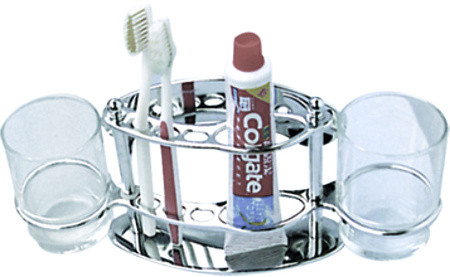 Держатель стакана HAIBA HB101, двойной, матовое стекло, хром. Фото 1