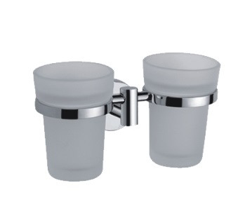 Держатель стакана HAIBA HB1708, двойной, матовое стекло, хром. Фото 1