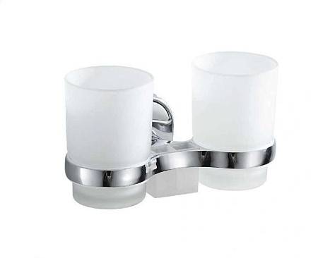 Держатель стакана HAIBA HB1908, двойной, матовое стекло, хром. Фото 1