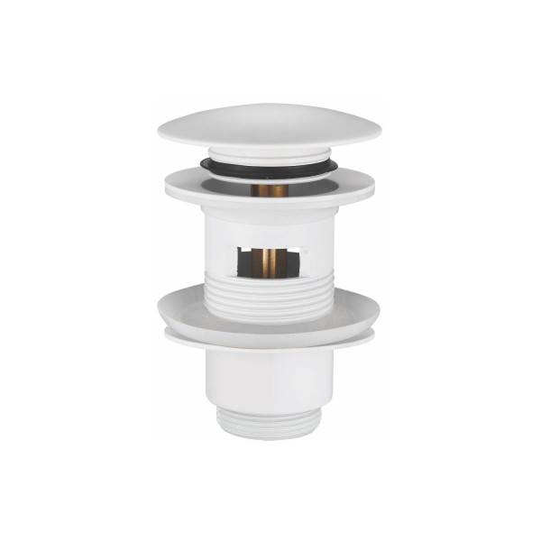 Донный клапан с переливом Rose RS01C, белый. Фото 1