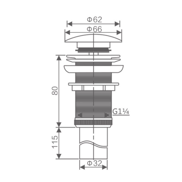Донный клапан с переливом Savol S-XS001L, сатин. Фото 2