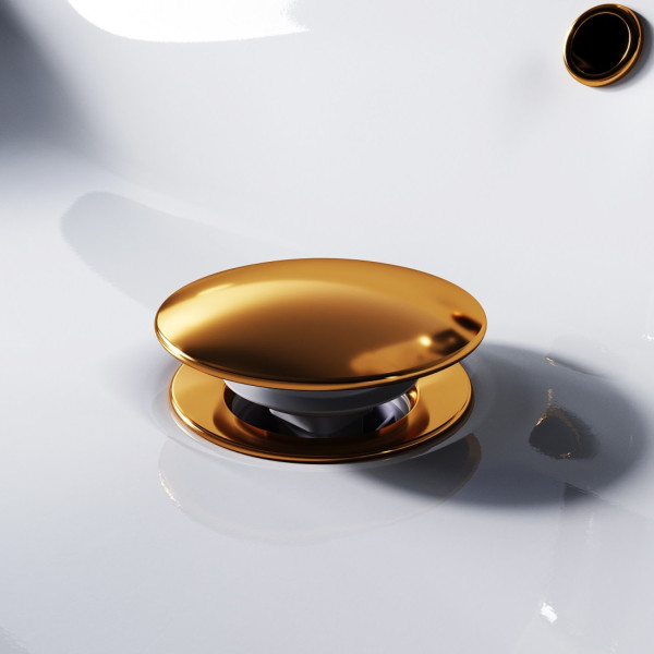 Донный клапан унверсальный, нажимной, розовое золото. Фото 1