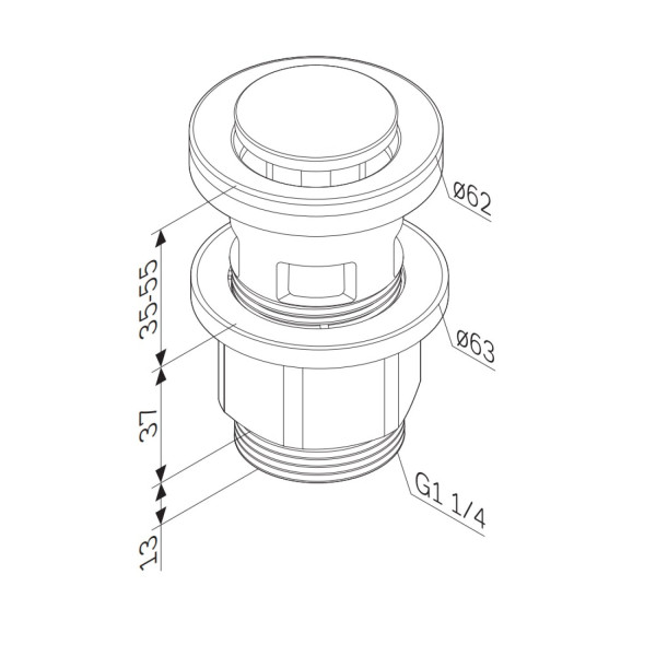 Донный клапан унверсальный, нажимной, розовое золото. Фото 4