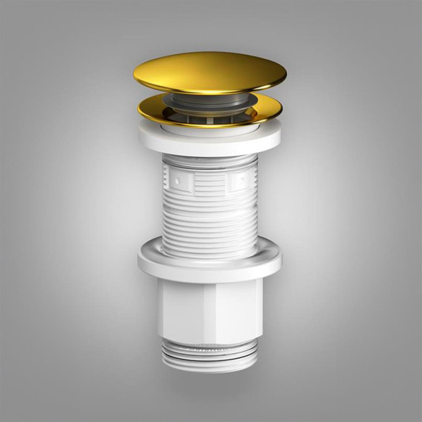 Донный клапан унверсальный, нажимной, золото. Фото 2