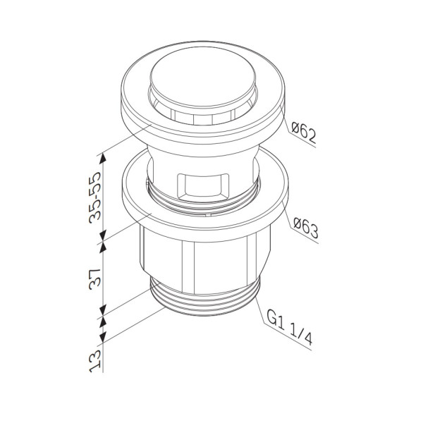 Донный клапан унверсальный, нажимной, золото. Фото 4
