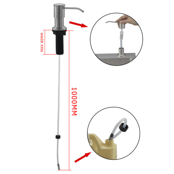 Дозатор для кухонной мойки (без колбы) FASHUN A403C, сатин. Фото 2