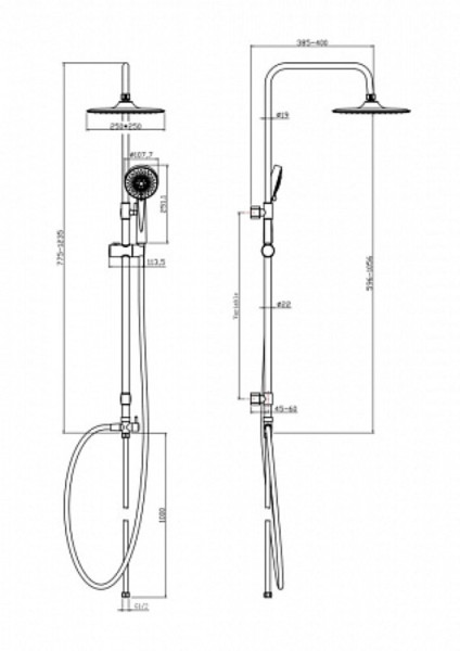 Душеая система Cersanit NENO без смесителя. Фото 3