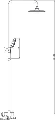 Душевая двойная стойка без смесителя DS 090.00. Фото 2