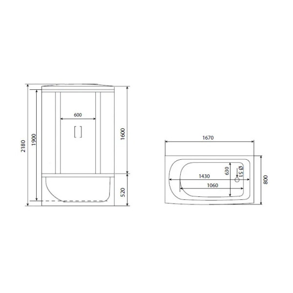 Душевая кабина (душевой бокс) Timo Eco TE-0770, 168x80x218. Фото 2