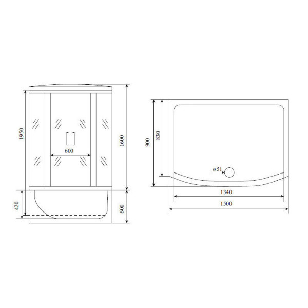 Душевая кабина (душевой бокс) Timo Lux T-7750NEW, 150x88x220. Фото 2