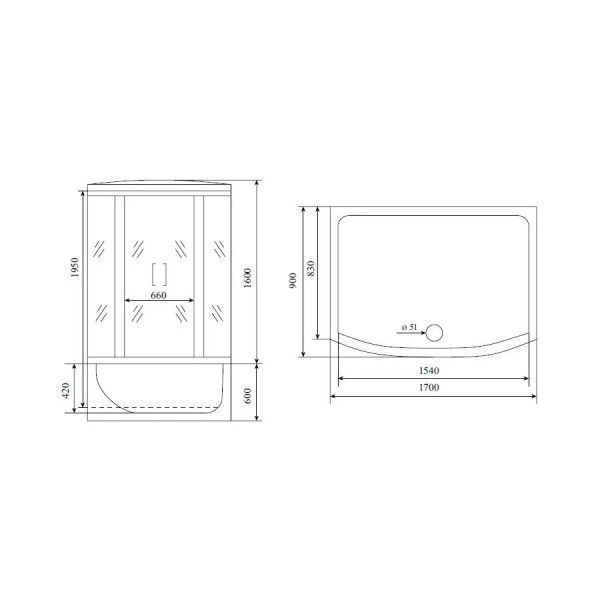 Душевая кабина (душевой бокс) Timo Lux T-7770NEW, 170x88x220. Фото 2