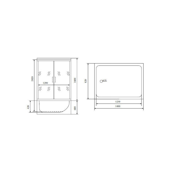 Душевая кабина (душевой бокс) Timo Lux TL-1505, 148x82x220. Фото 2