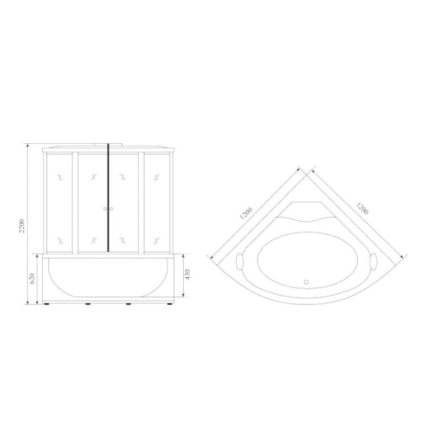 Душевая кабина (душевой бокс) Timo Standart T-1125, 120x120x220. Фото 2