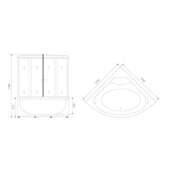 Душевая кабина (душевой бокс) Timo Standart T-1135, 135x135x220. Фото 2