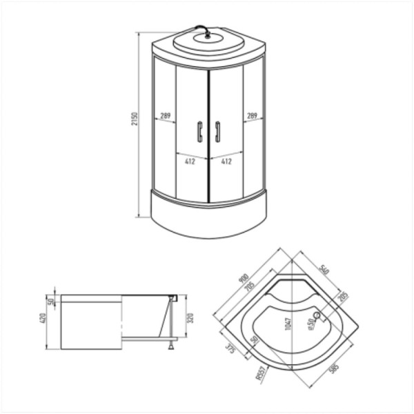 Душевая кабина Erlit ER2509TP-C4-RUS (900x900x2150). Фото 2