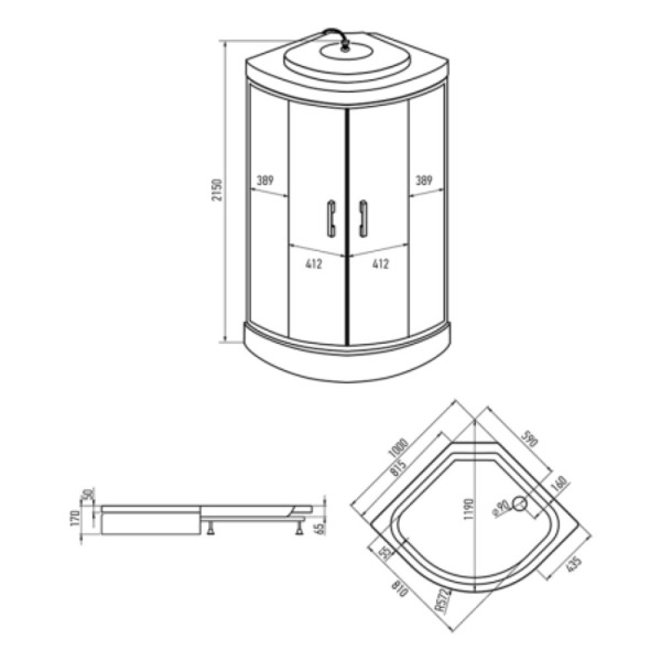 Душевая кабина Erlit ER3509P-C4-RUS (900x900x2150). Фото 2