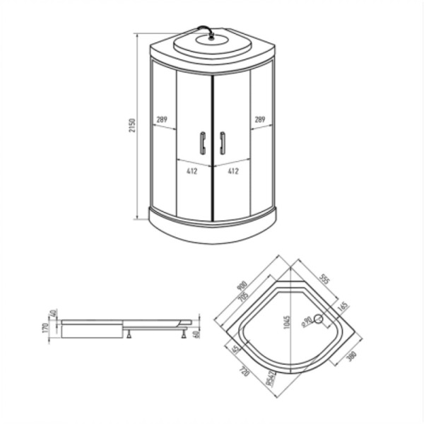 Душевая кабина Erlit ER3509PF-C4-RUS (900x900x2150). Фото 2