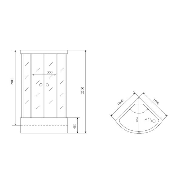 Душевая кабина Timo Comfort Fabric Glass T-8800F, 100x100x220. Фото 2