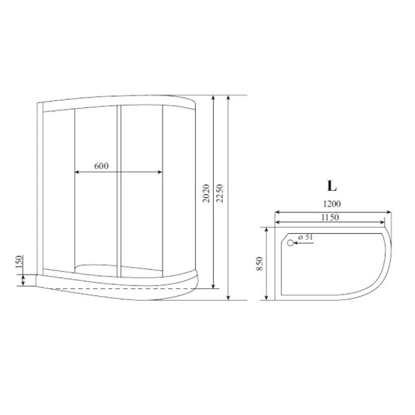Душевая кабина Timo Comfort Fabric Glass T-8802LF, 120x85x220. Фото 2