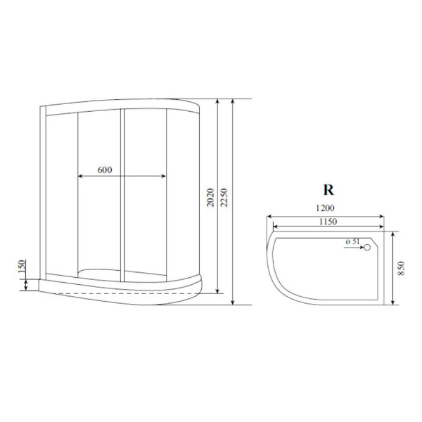 Душевая кабина Timo Comfort Fabric Glass T-8802RF, 120x85x220. Фото 2