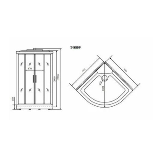 Душевая кабина Timo Comfort Fabric Glass T-8809F, 90x90x220. Фото 2